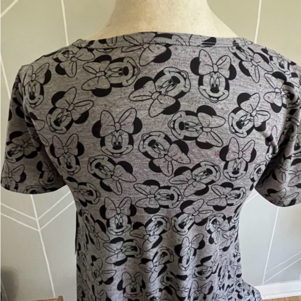 Lula Roe Minnie Mouse Dress Carly Disney Dress Gray & Pink Short Sleeves - Picture 4 of 12